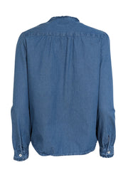 Current Boutique-A.P.C. - Indigo Chambray Shirt w/ Ruffle Trim Sz 6