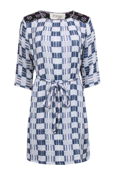 Ace & Jig - Grey & Blue Checkered Waist Tie Dress Sz S