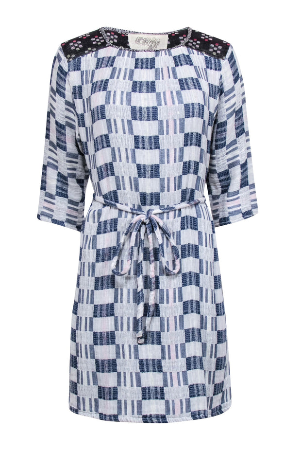 Current Boutique-Ace & Jig - Grey & Blue Checkered Waist Tie Dress Sz S