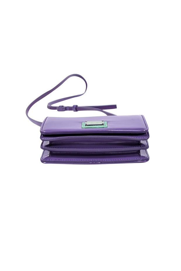 Current Boutique-Acne studio - Purple w/ Green Face Patch Patent Leather Crossbody Bag