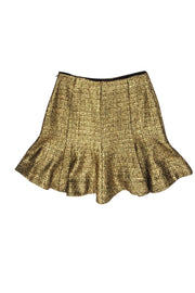 Current Boutique-Adam Lippes - Gold Metallic Tweed Skirt Sz 4