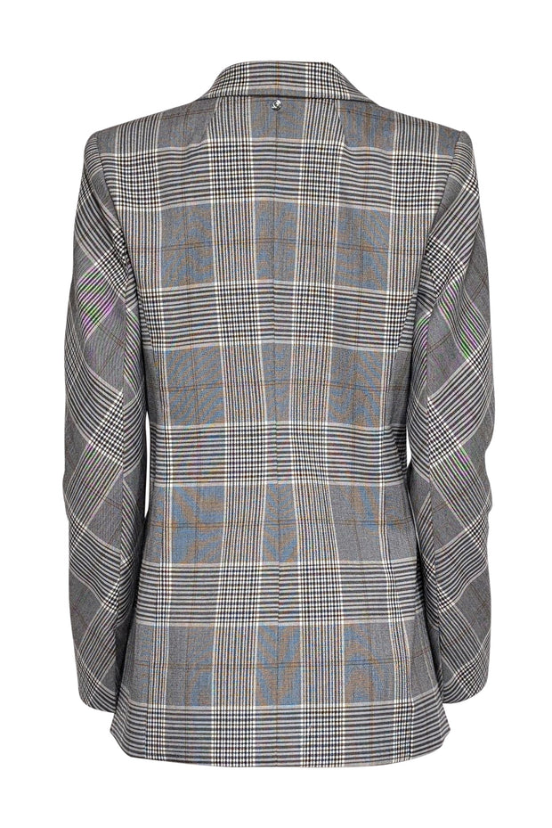 Current Boutique-Adroit - Grey & Cream Plaid Double Breasted Blazer Sz 2