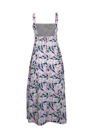 Current Boutique-Agua by Agua Bendita - Pink w/ Green & Yellow Floral Print Pleated Midi Dress Sz L