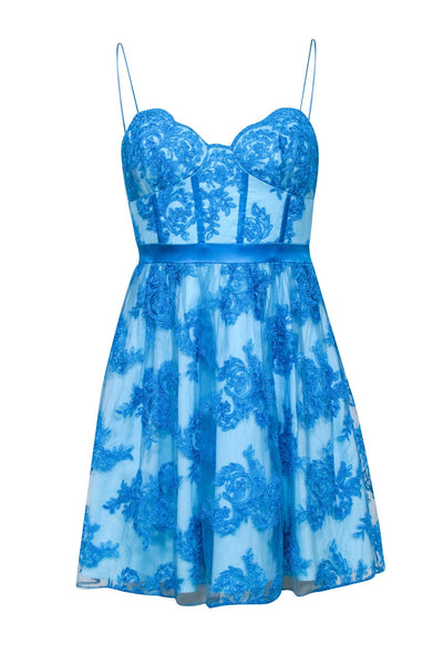 Current Boutique-Aidan Mattox - Blue Sleeveless Bustier Fit & Flare Dress Sz 0
