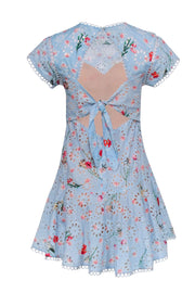 Current Boutique-Aijek - Blue Eyelet Lace w/ Floral Print Detail Dress Sz 2