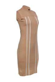 Current Boutique-Akris - Beige Sleeveless Dress w/ White Stripes Sz 6