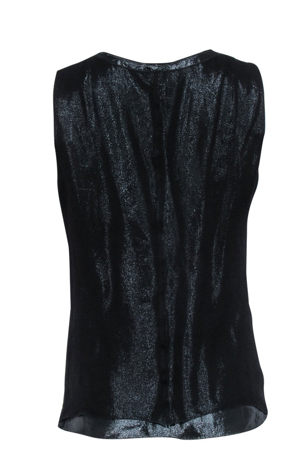 Current Boutique-Akris - Black Silk Shimmer Layered Tank Top Sz 10