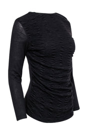 Current Boutique-Akris - Black Textured Front Long Sleeve Shirt Sz S
