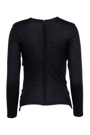 Current Boutique-Akris - Black Textured Front Long Sleeve Shirt Sz S