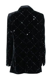 Current Boutique-Akris - Black Velvet Blazer w/ Sequins Sz 14