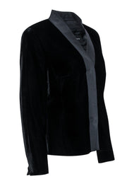 Current Boutique-Akris - Black Velvet Snap Button Blazer Sz 12