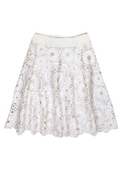 Current Boutique-Akris - Ivory Eyelet Lace A-Line Skirt Sz 8