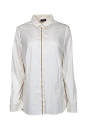 Current Boutique-Akris - Ivory Long Sleeve Button Up Shirt w/ Braided Detail Sz 14