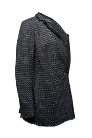 Current Boutique-Akris Punto - Black & Silver Tweed Fringe Trim Blazer Sz 14