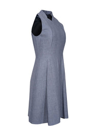 Current Boutique-Akris Punto - Blue Textured Sleeveless Zipper Front Dress Sz 8