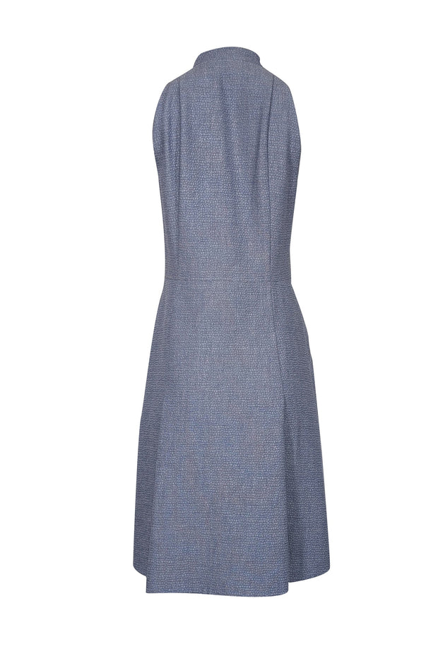 Current Boutique-Akris Punto - Blue Textured Sleeveless Zipper Front Dress Sz 8