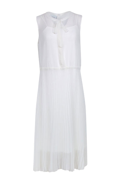 Current Boutique-Akris Punto - Ivory Sleeveless Pleated Midi Dress Sz 12