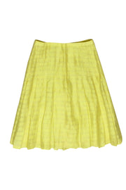 Current Boutique-Akris Punto - Light Yellow Striped Jacquard Linen & Silk Blend Pleated Skirt Sz 4