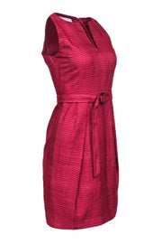 Current Boutique-Akris Punto - Red Line Textured Sleeveless Waist Sash Dress Sz 4