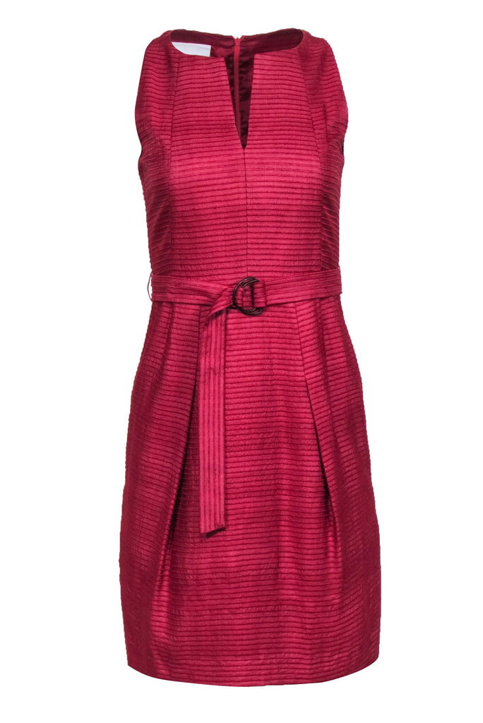 Akris Punto - Red Line Textured Sleeveless Waist Sash Dress Sz 4