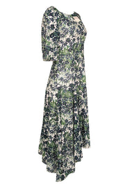 Current Boutique-Alejandra Alonso Rojas - Blue, Green, & White Floral Print Mid-Maxi Dress Sz 4