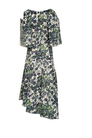 Current Boutique-Alejandra Alonso Rojas - Blue, Green, & White Floral Print Mid-Maxi Dress Sz 4