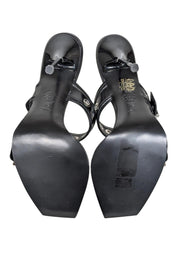 Current Boutique-Alexander McQueen - Black Leather Square Toe Mule Heels Sz 10