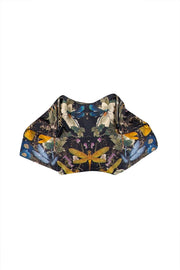 Current Boutique-Alexander McQueen - Black w/ Orange & Blue Dragonfly Print Satin Manta Clutch Bag