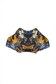 Current Boutique-Alexander McQueen - Black w/ Orange & Blue Dragonfly Print Satin Manta Clutch Bag