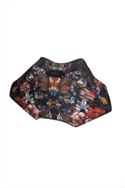 Current Boutique-Alexander McQueen - Black w/ Red & Blue Floral Print Satin Manta Clutch Bag