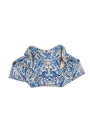 Current Boutique-Alexander McQueen - Blue & White Paisley Print Canvas Manta Clutch Bag