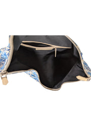 Current Boutique-Alexander McQueen - Blue & White Paisley Print Canvas Manta Clutch Bag