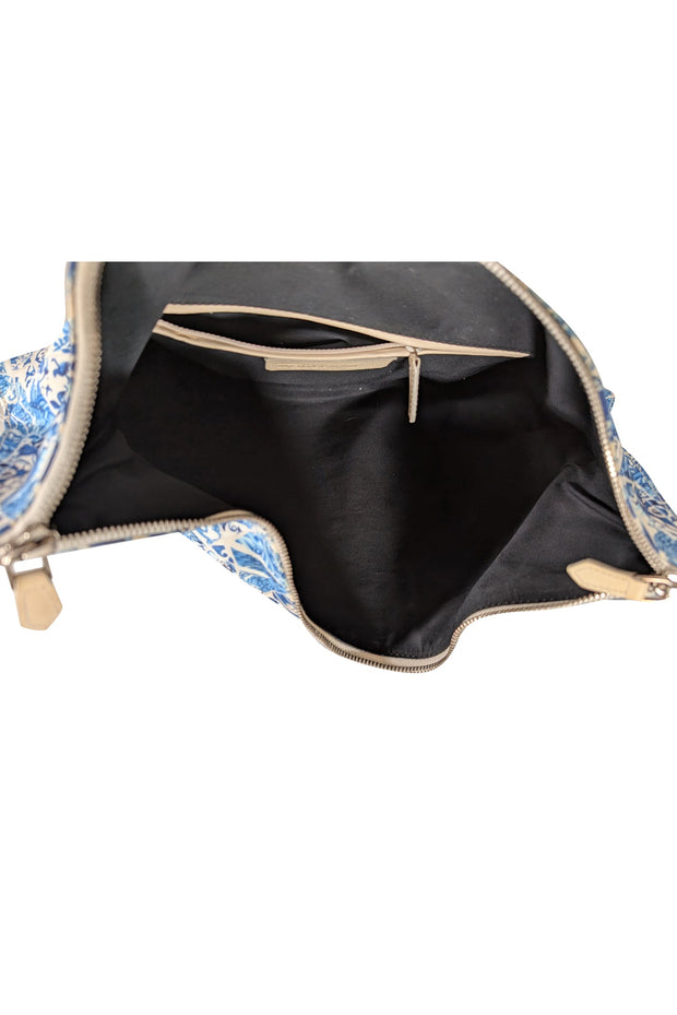 Current Boutique-Alexander McQueen - Blue & White Paisley Print Canvas Manta Clutch Bag