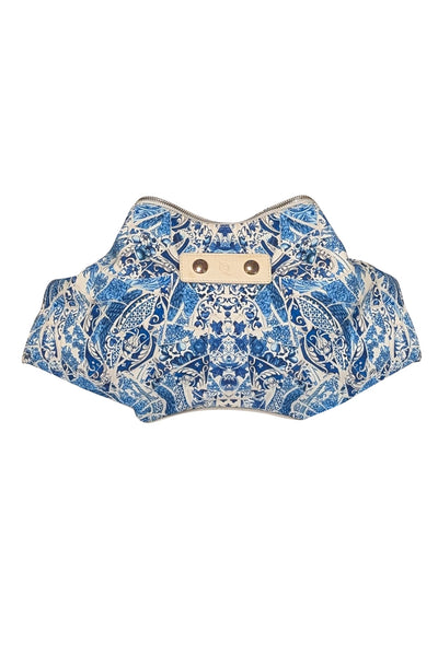 Current Boutique-Alexander McQueen - Blue & White Paisley Print Canvas Manta Clutch Bag