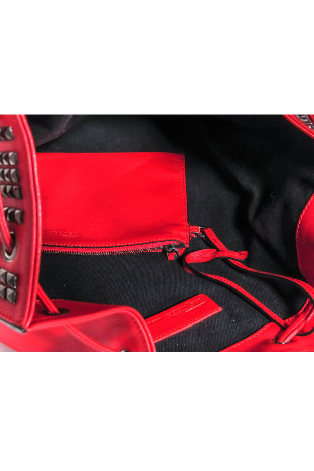 Current Boutique-Alexander McQueen - Red Leather Studded Front Backpack