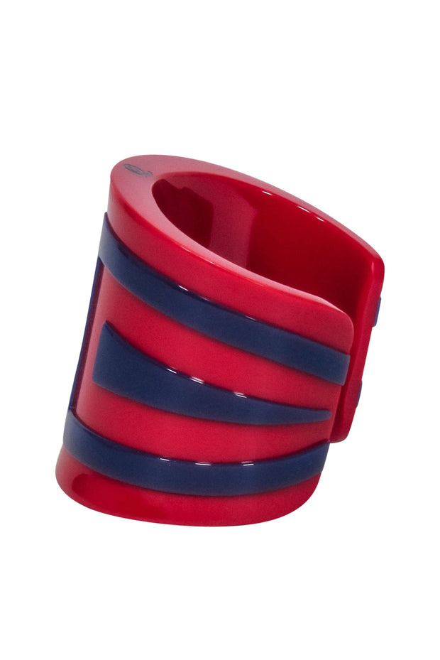 Current Boutique-Alexander McQueen - Red & Navy Geometric Print Cuff Bracelet