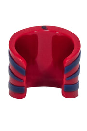Current Boutique-Alexander McQueen - Red & Navy Geometric Print Cuff Bracelet