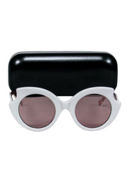 Current Boutique-Alexander McQueen - White Round Frames w/ Tortoise Legs Sunglasses