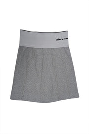 Current Boutique-Alexander Wang - Grey Ribbed Knit Zipper Back Mini Skirt Sz S