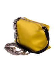 Current Boutique-Alexander Wang -Yellow Satin Mini Bag w/ Rhinestone Lettering