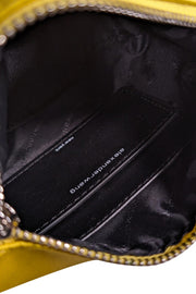 Current Boutique-Alexander Wang -Yellow Satin Mini Bag w/ Rhinestone Lettering