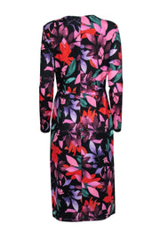 Current Boutique-Alexia Admor - Black w/ Purple, Red, & Multi Color Floral Print Dress Sz M