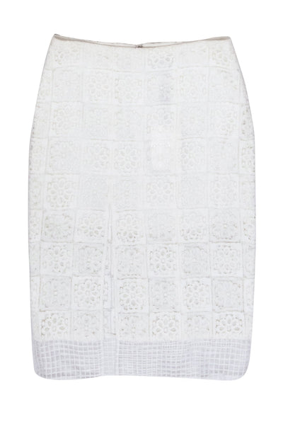 Current Boutique-Alexie - White Lace Slit Front Skirt Sz M