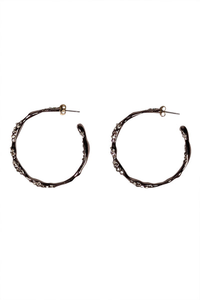 Current Boutique-Alexis Bittar - Gunmetal Rhinestone Trim Open Hoop Earrings