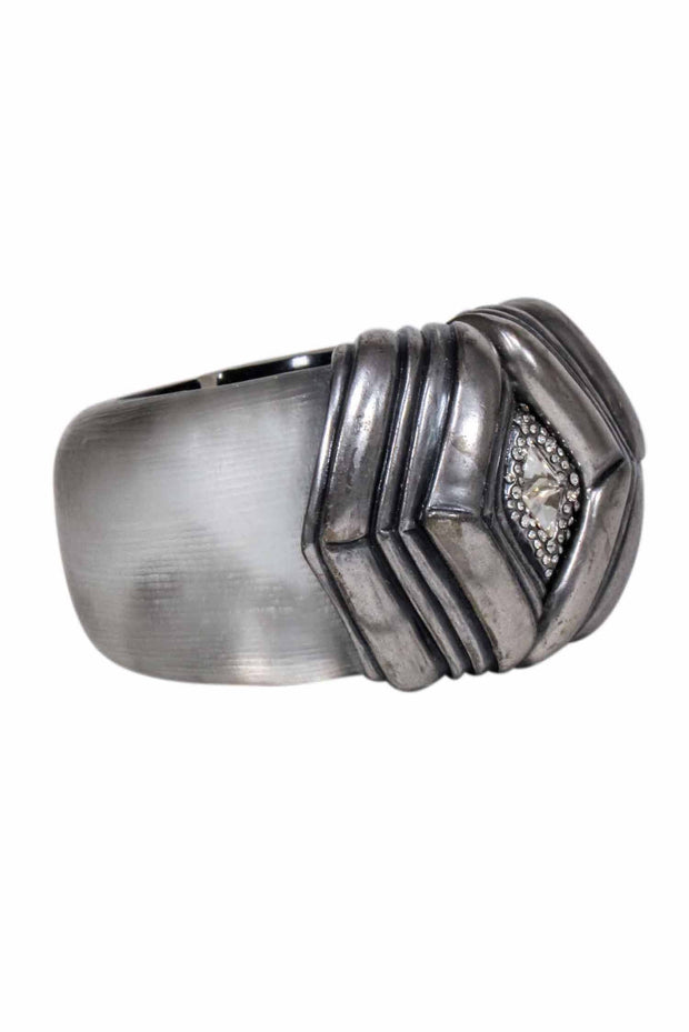 Current Boutique-Alexis Bittar - Silver Large Cuff w/ Jewel Detail Bracelet