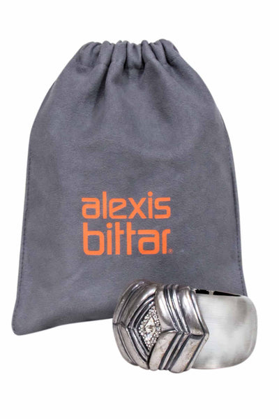 Current Boutique-Alexis Bittar - Silver Large Cuff w/ Jewel Detail Bracelet