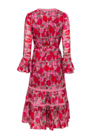 Current Boutique-Alexis - Pink & Green Floral Wrap Dress Sz XS