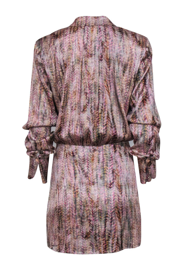 Current Boutique-Alexis - Pink Multi Color Print Satin Mini Dress Sz S