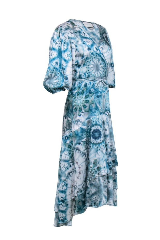 Current Boutique-Alexis - Teal Blue Tie-Dye Wrap Maxi Dress Sz XL