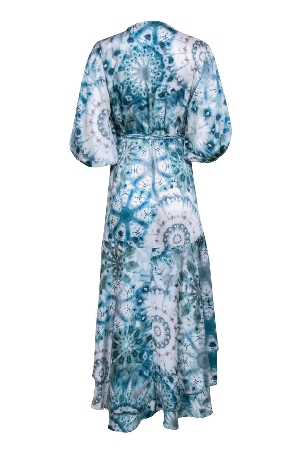 Current Boutique-Alexis - Teal Blue Tie-Dye Wrap Maxi Dress Sz XL